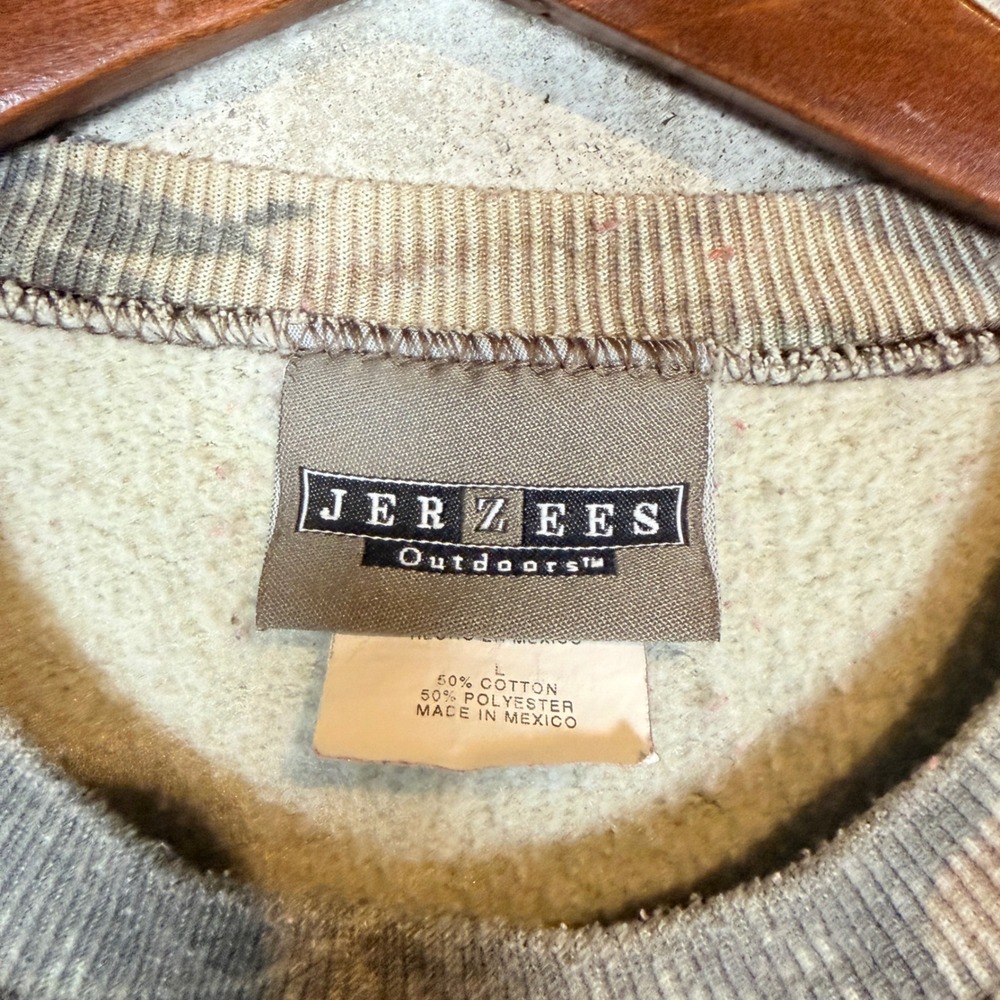 Jerzees Outdoors Mens Camo Crewneck Sweatshirt Large Real Tree Forest Fleece - Picture 2 of 6